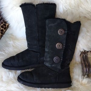 Ugg Bailey Button Triplet Black Boots 8